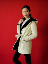 Load image into Gallery viewer, Forest/White Reversible Shearling Wrap Coat