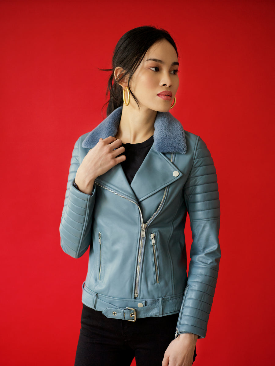 Ribbed Sleeve Leather Jacket – Sipos New York display picture 1