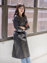 Load image into Gallery viewer, Black Long Leather Trench
