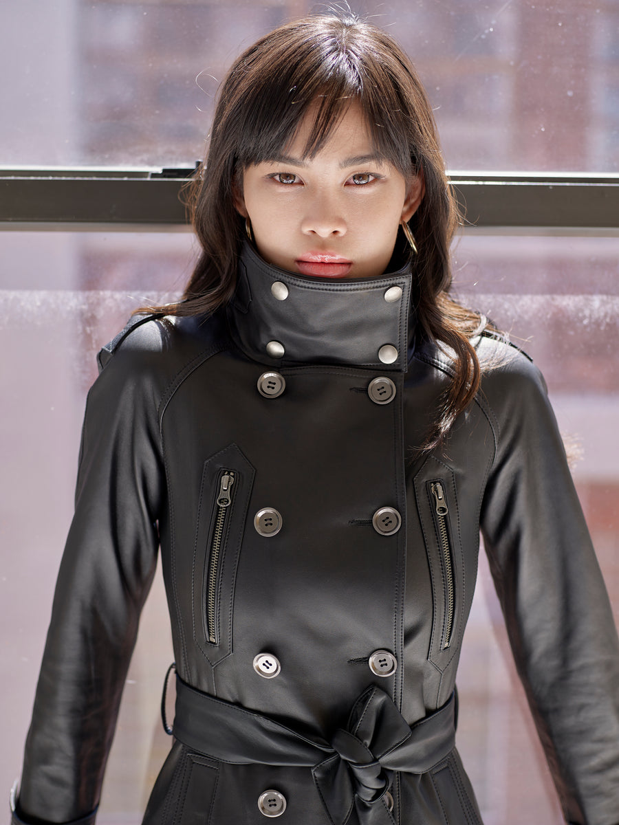 Black Long Leather Trench – Sipos New York