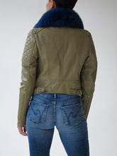 Load image into Gallery viewer, Olive-Navy Quilted Biker