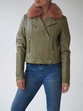 Load image into Gallery viewer, Olive/Rose Quilted Biker