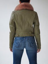Load image into Gallery viewer, Olive/Rose Quilted Biker