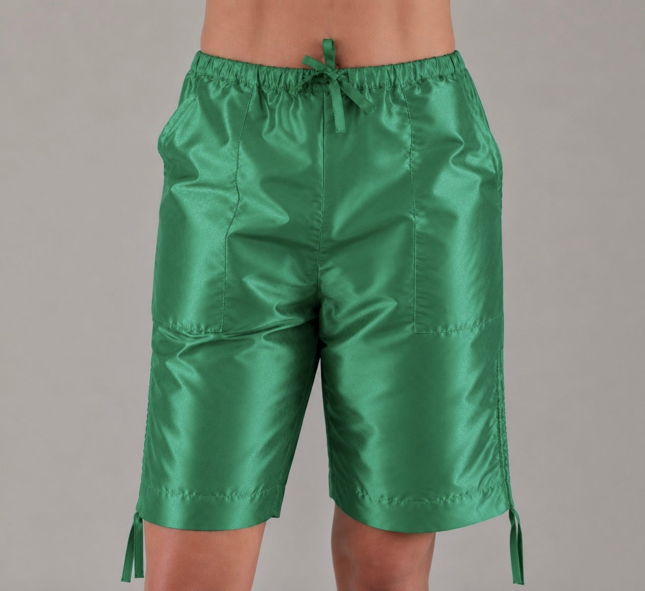 Green Silk Taffeta Shorts