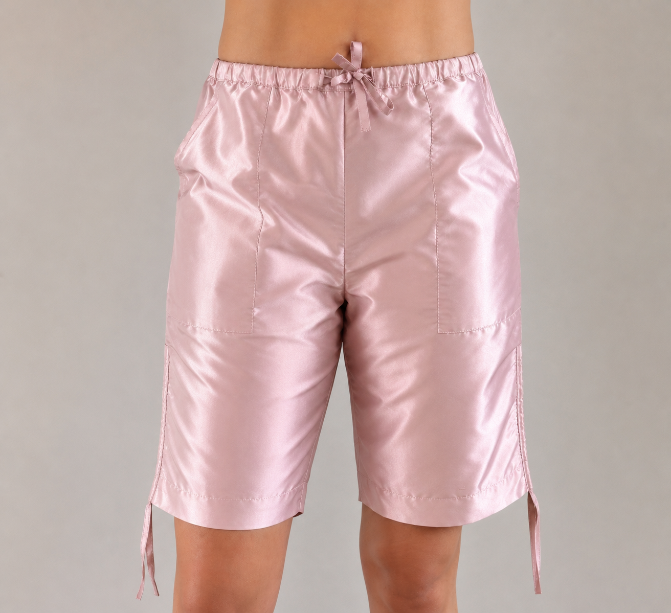 Pink Taffeta Silk Shorts