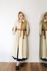 Mixed Material Pleated Coat