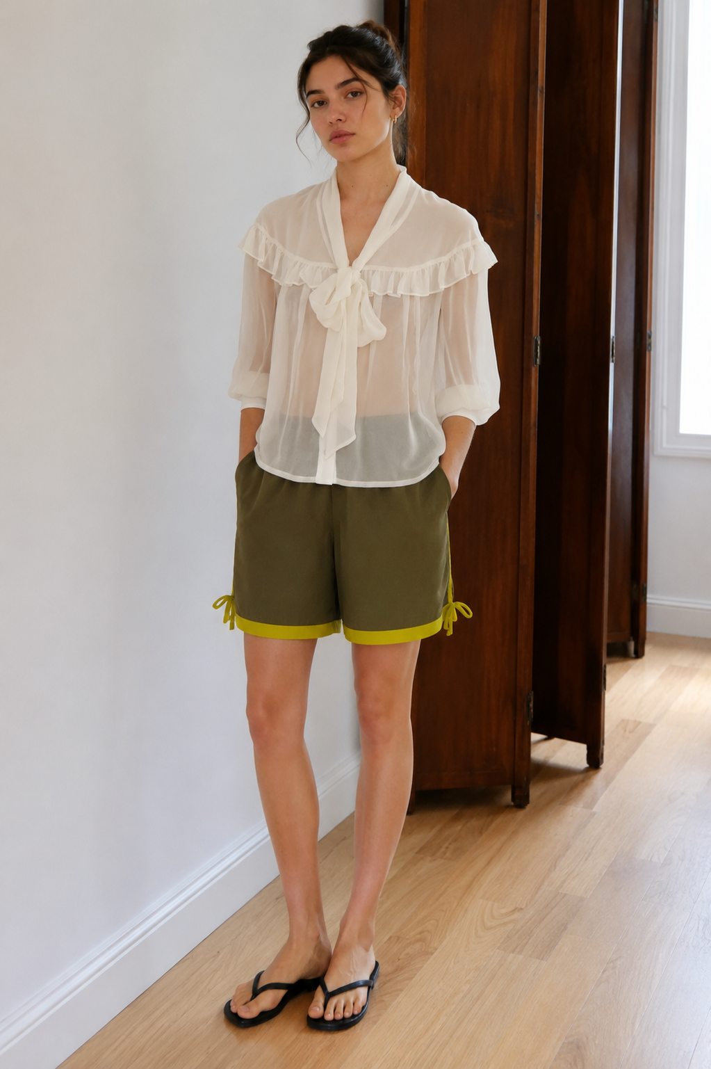 Silk Georgette Contrast Short