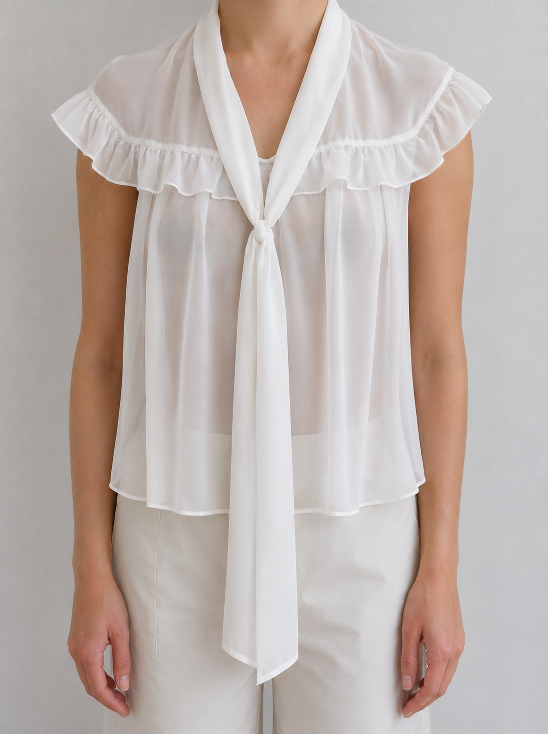 White Tank Tie Top