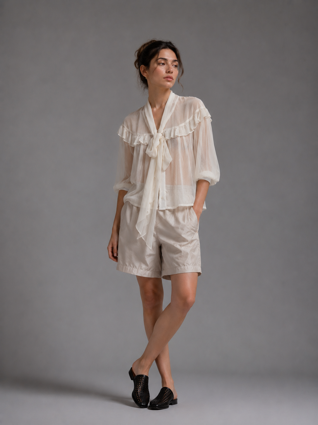 Silk Chiffon Tie-Shirt