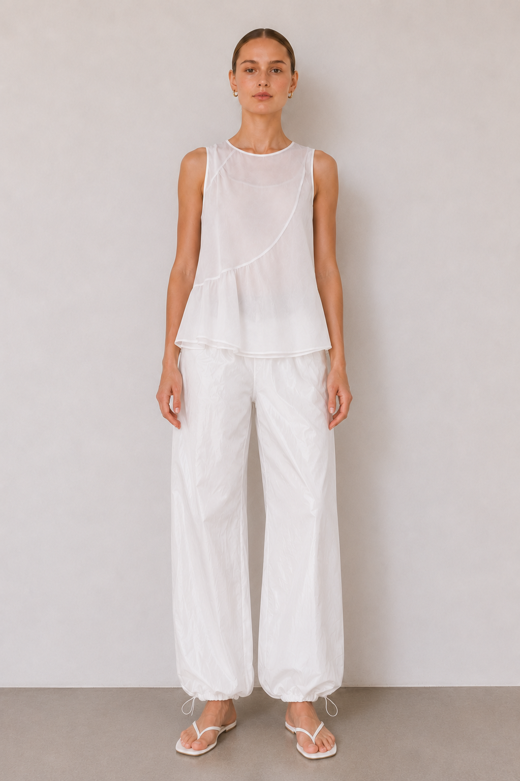 Draped Silk Chiffon Top