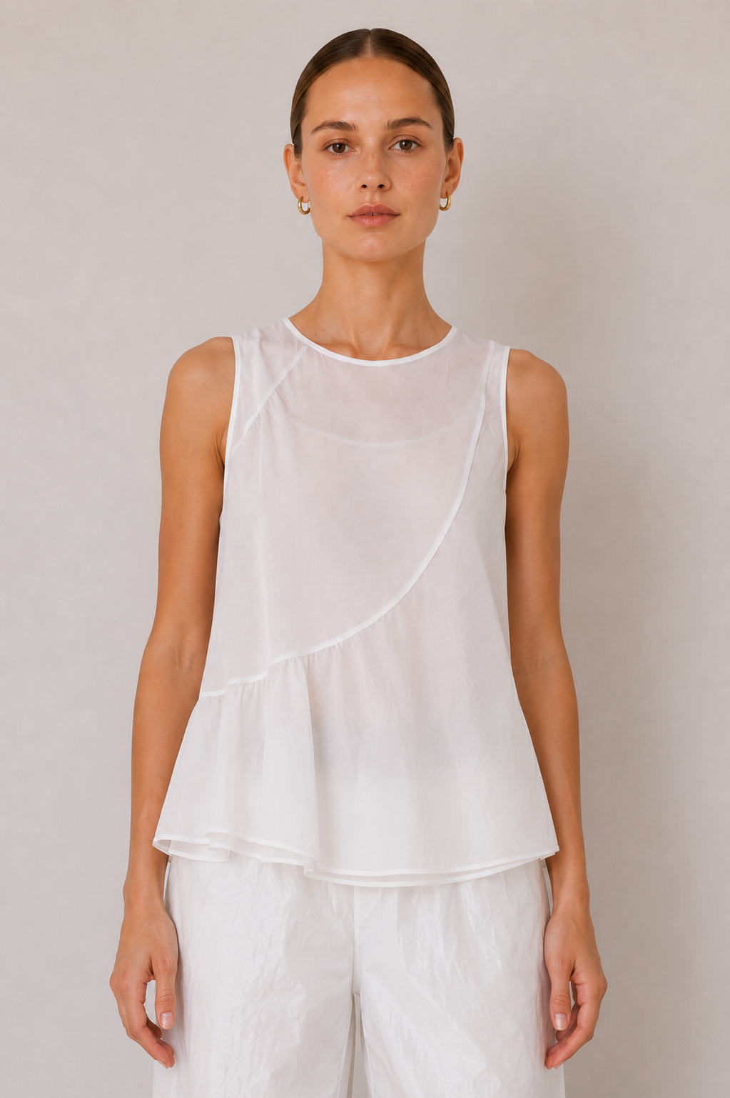 Draped Silk Chiffon Top