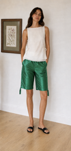 Load image into Gallery viewer, Green Silk Taffeta Shorts
