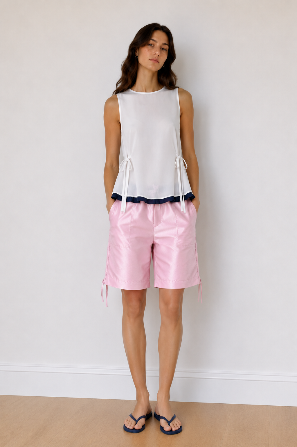 Pink Taffeta Silk Shorts