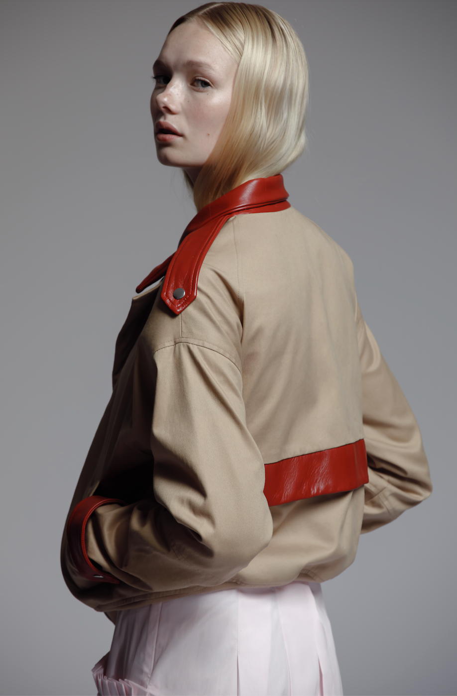 Combo Bomber in Leather and Cotton