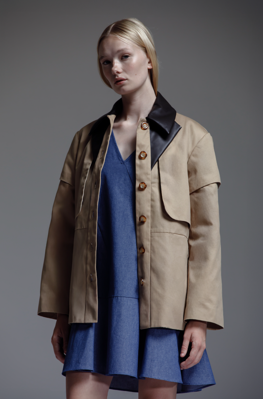 Barn Jacket in Leather and Cotton