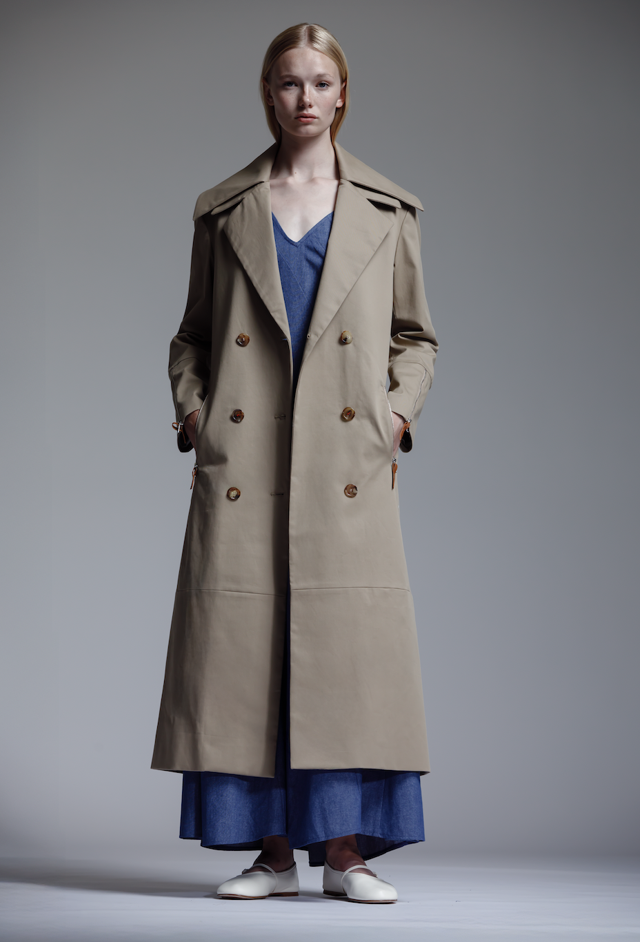 Double Lapel Trench in Cotton