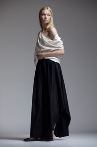 Cream One Shoulder Drape In Linen