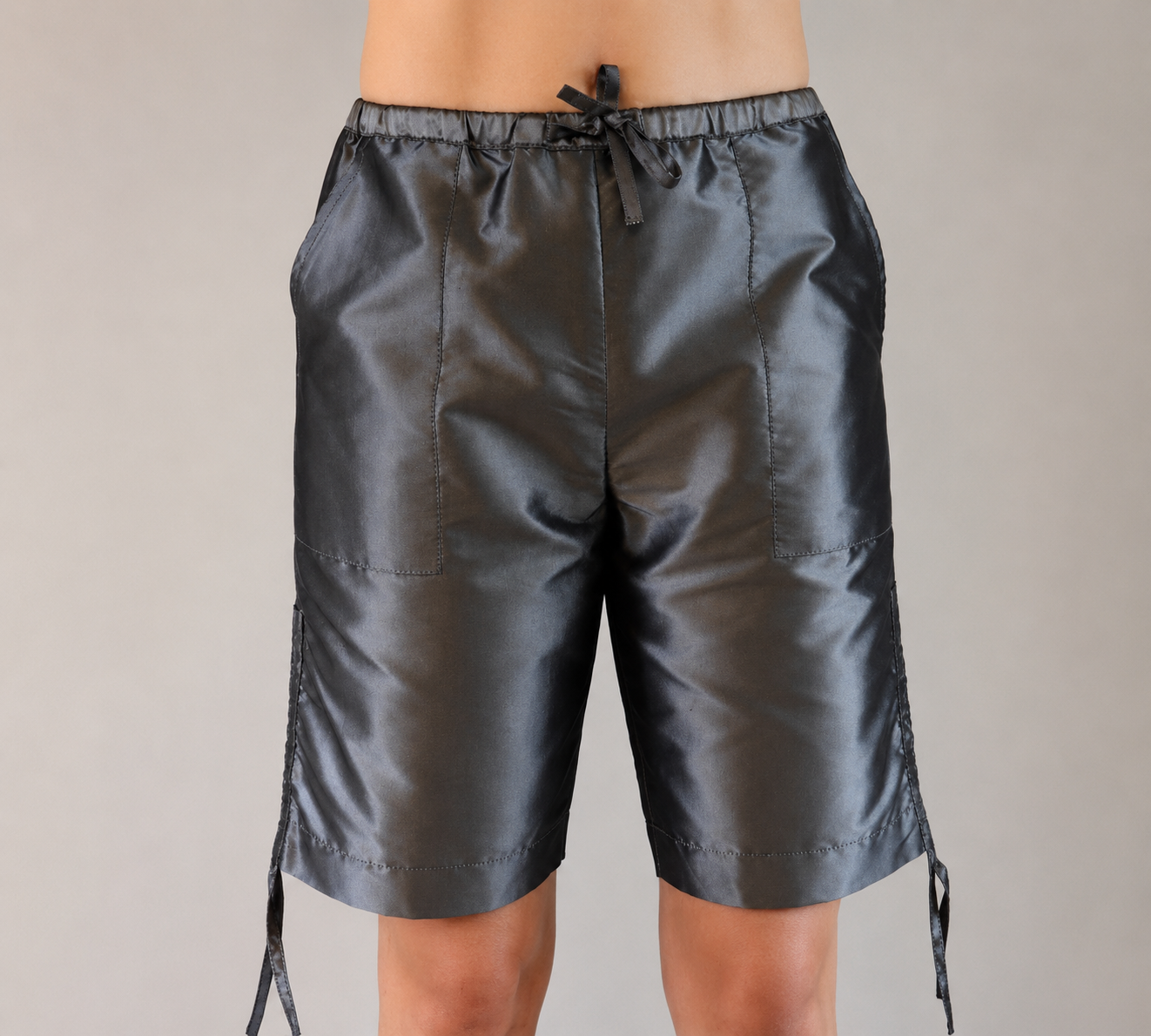 Gunmetal Silk Taffeta Short
