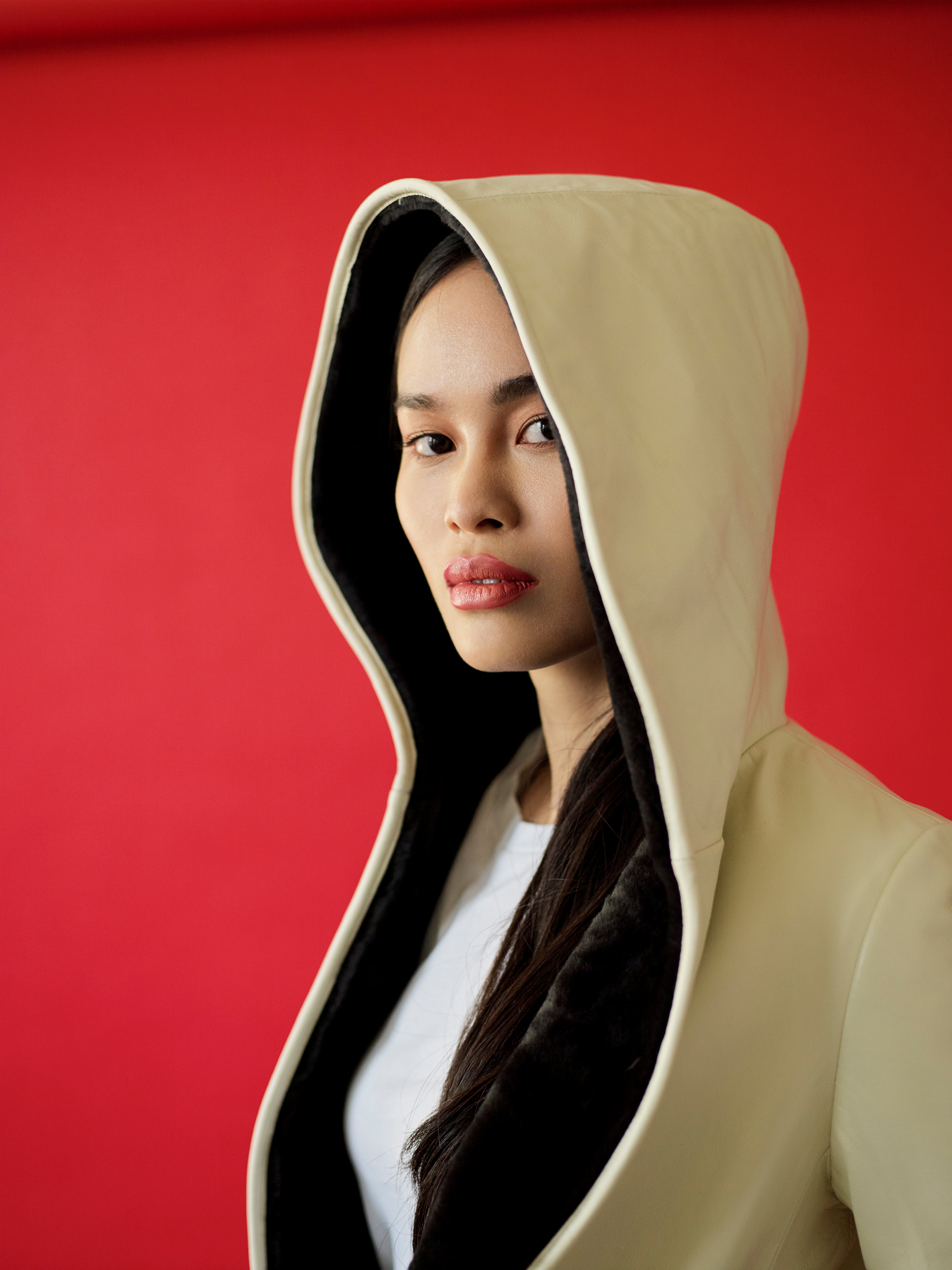 Forest/White Reversible Shearling Wrap Coat
