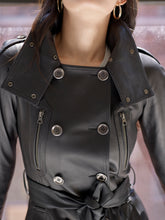 Load image into Gallery viewer, Black Long Leather Trench
