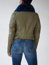 Load image into Gallery viewer, Olive-Navy Quilted Biker
