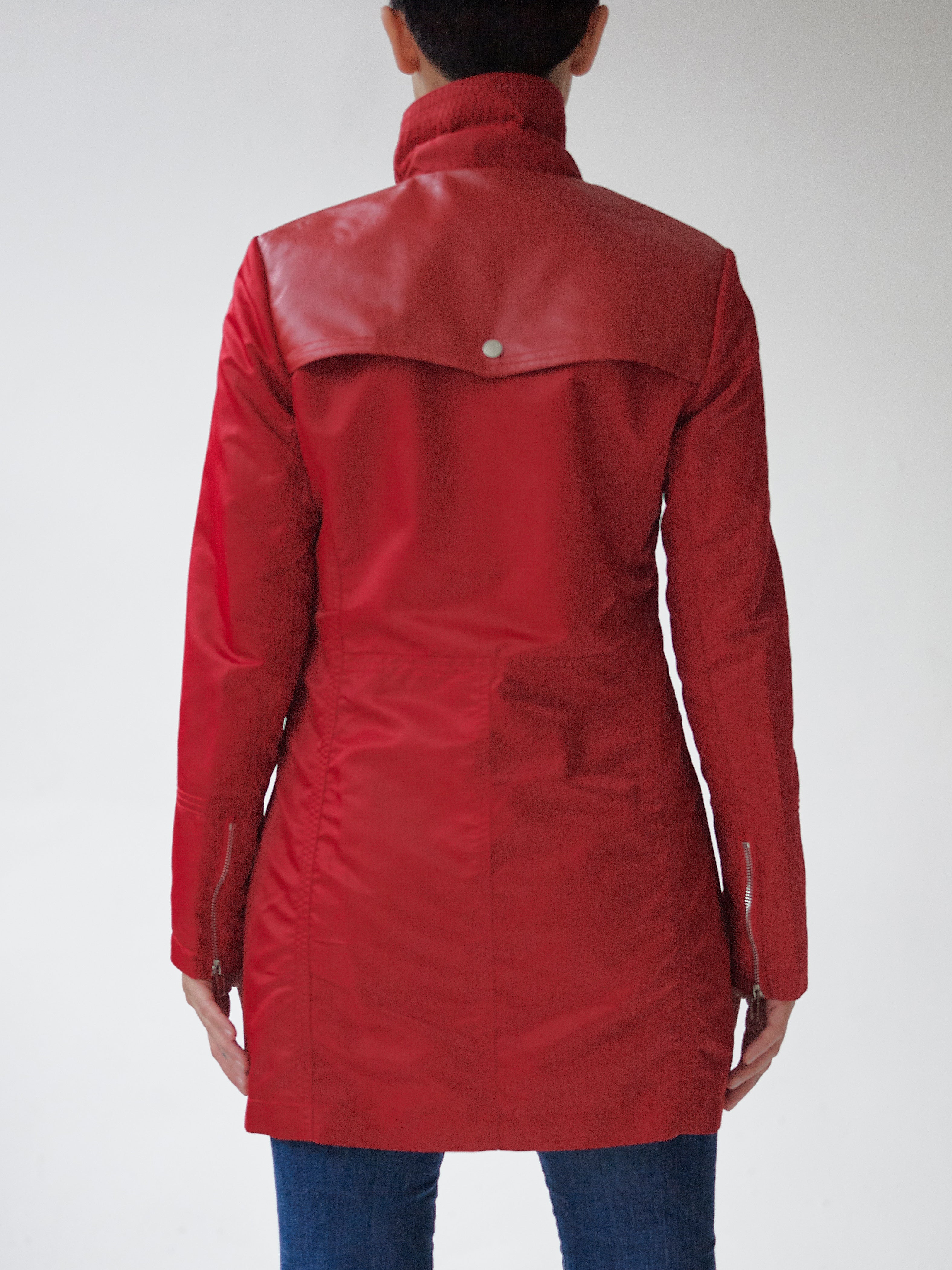 Nylon-Leather Trench Coat