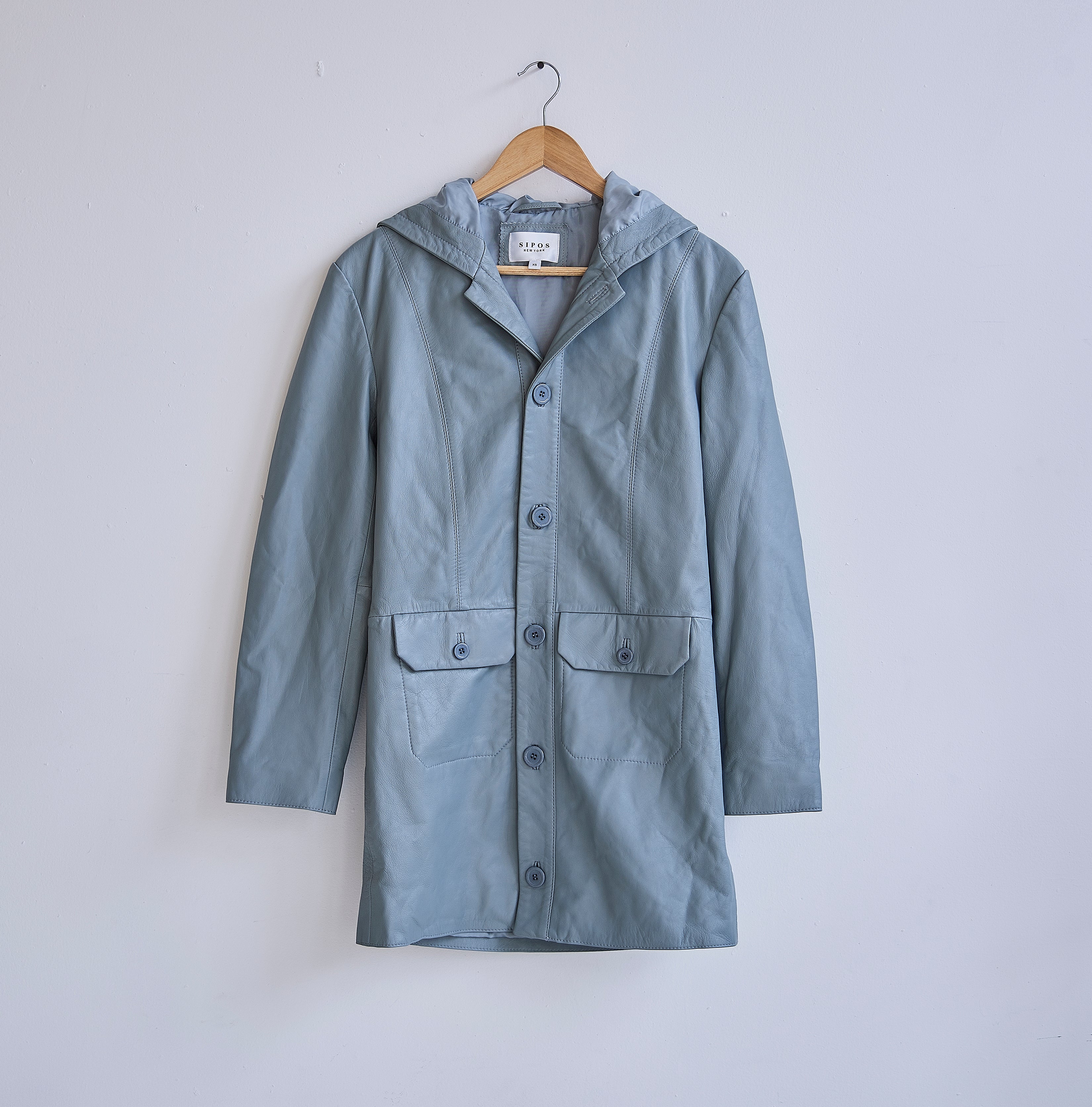 Slate Button Leather Jacket