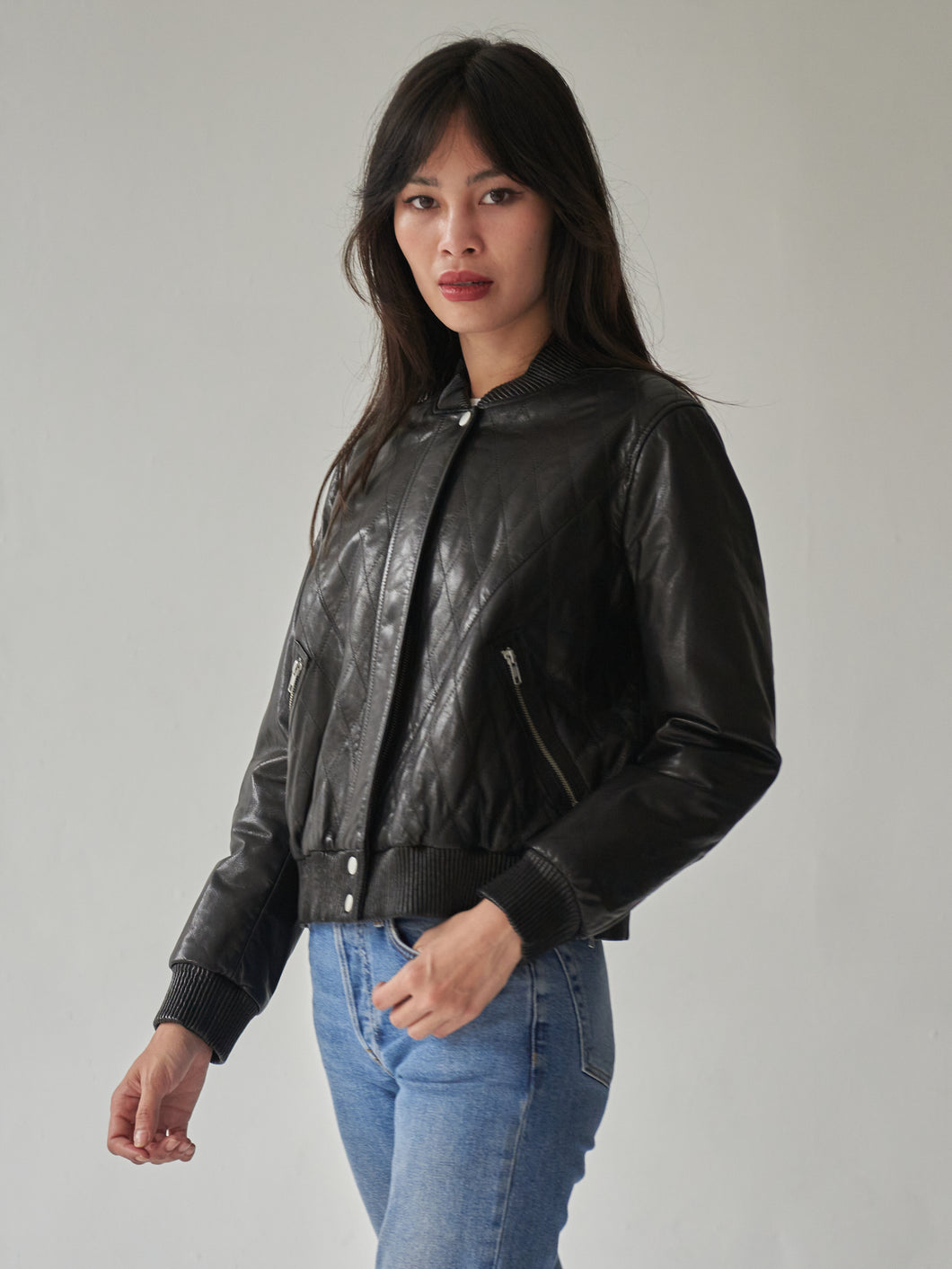Quilted Leather Bomber