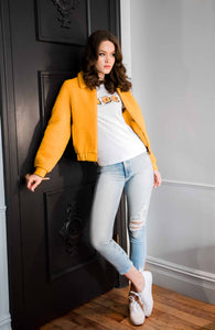 Mustard Shearling Bomber