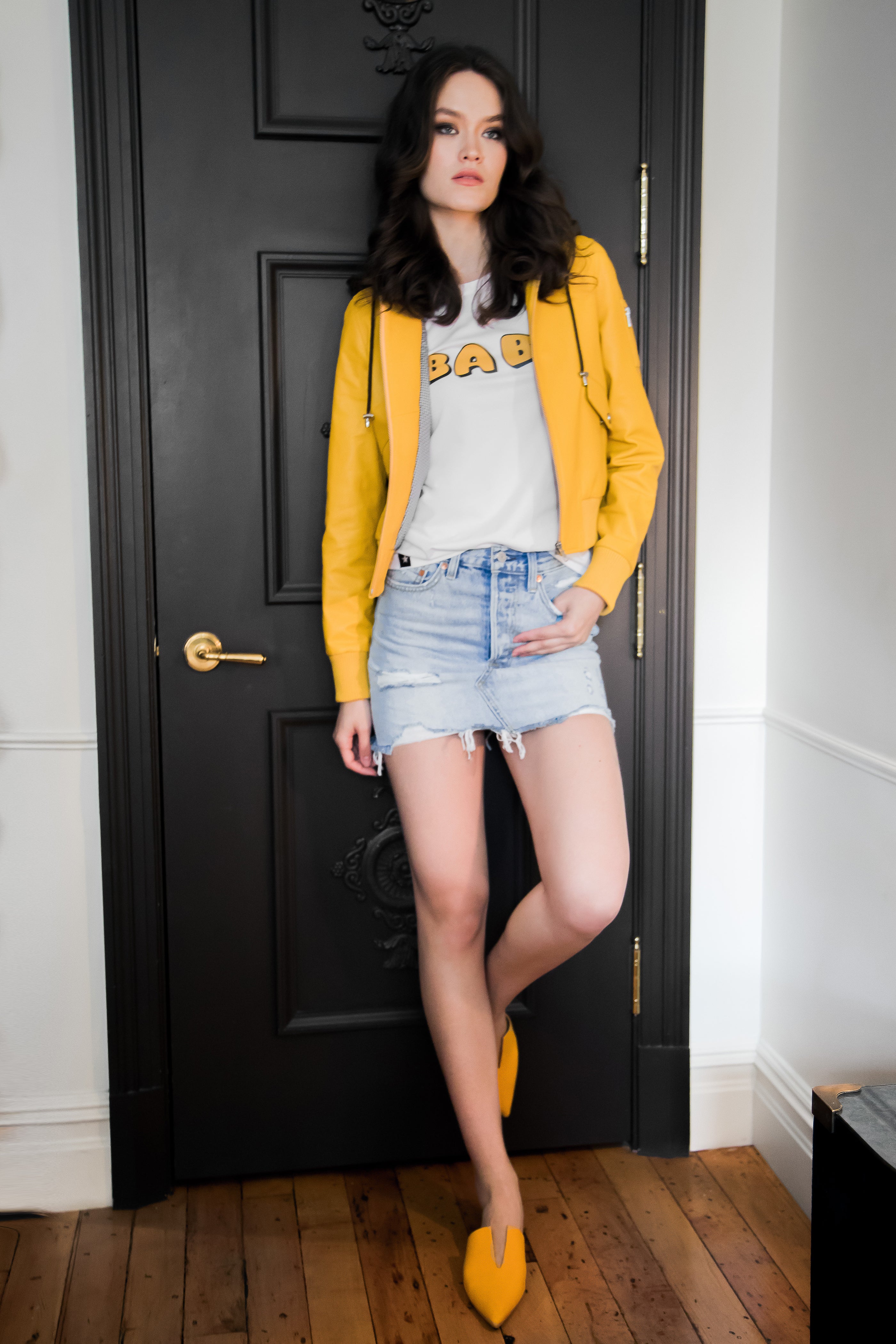 Mustard Color Block Bomber