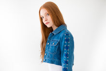 Load image into Gallery viewer, Cropped Lace-Up Denim Jacket
